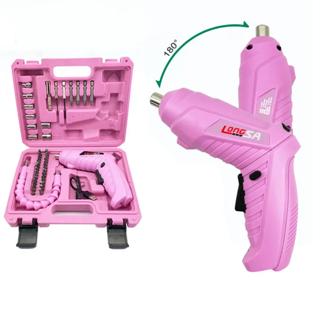 Power Tools Pink - 女性のためのピンクの電動ドライバーセット,合金鋼ツール,バッテリー,急速充電,DIY,手工芸品,修理力,女の子,新しい