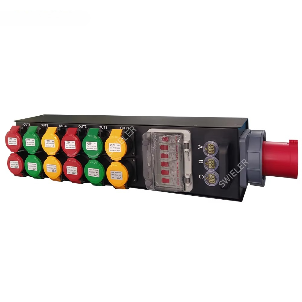 Power Tools Distributor - 112チャンネルポータブル配電ボックス機器 防水 12ソケット 三相 5ピン 63A入力