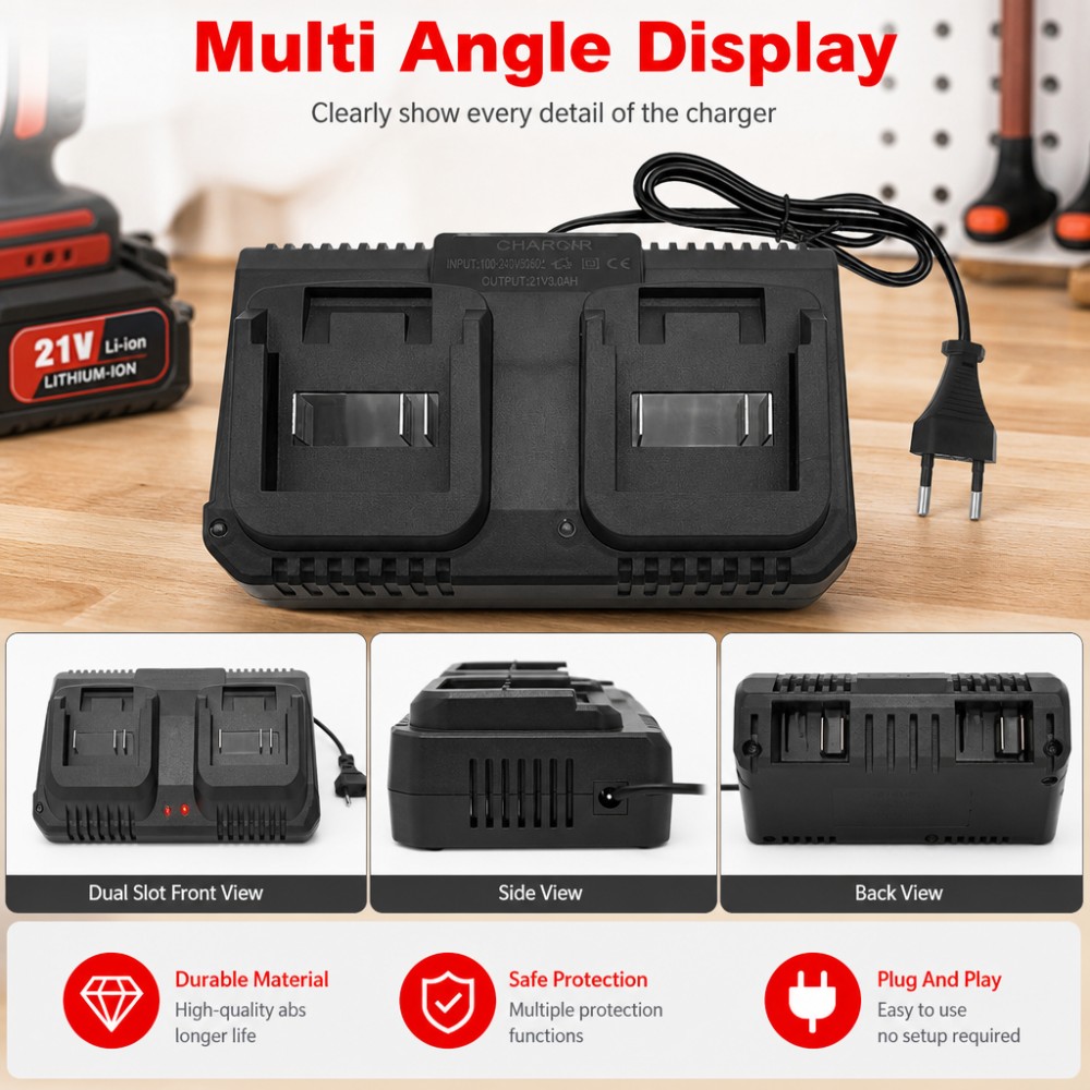 デュアルスロット充電器 18V 21V リチウムイオンバッテ - Power Tools Underwater のレビューと価格