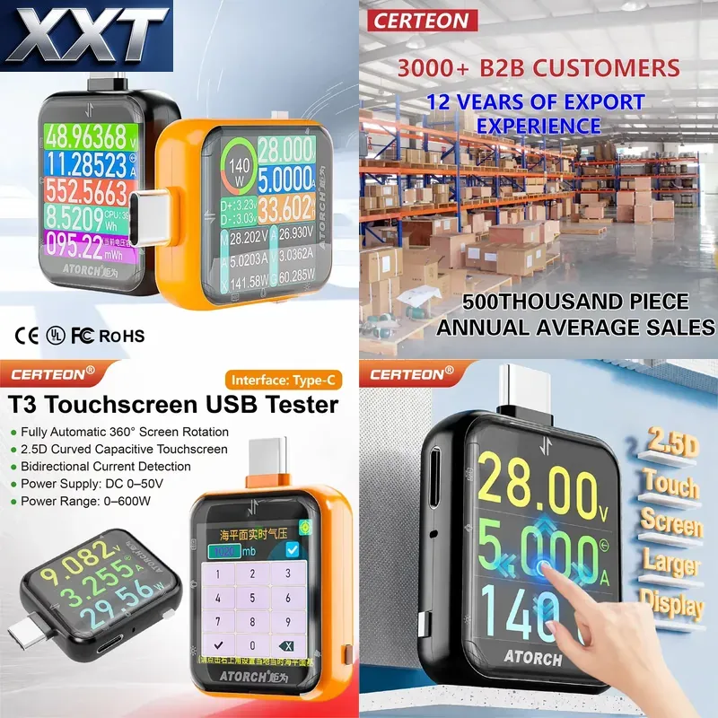 XXT T3 USB C電力計テスター 600W DC 0- - Power Tools Voltage のレビューと価格