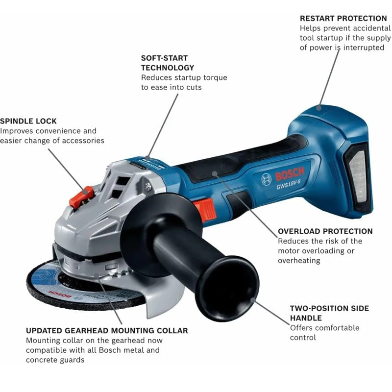 BOSCH GWS18V-8 18V ブラシレス標準アングル - Power Tools Grinder のレビューと価格